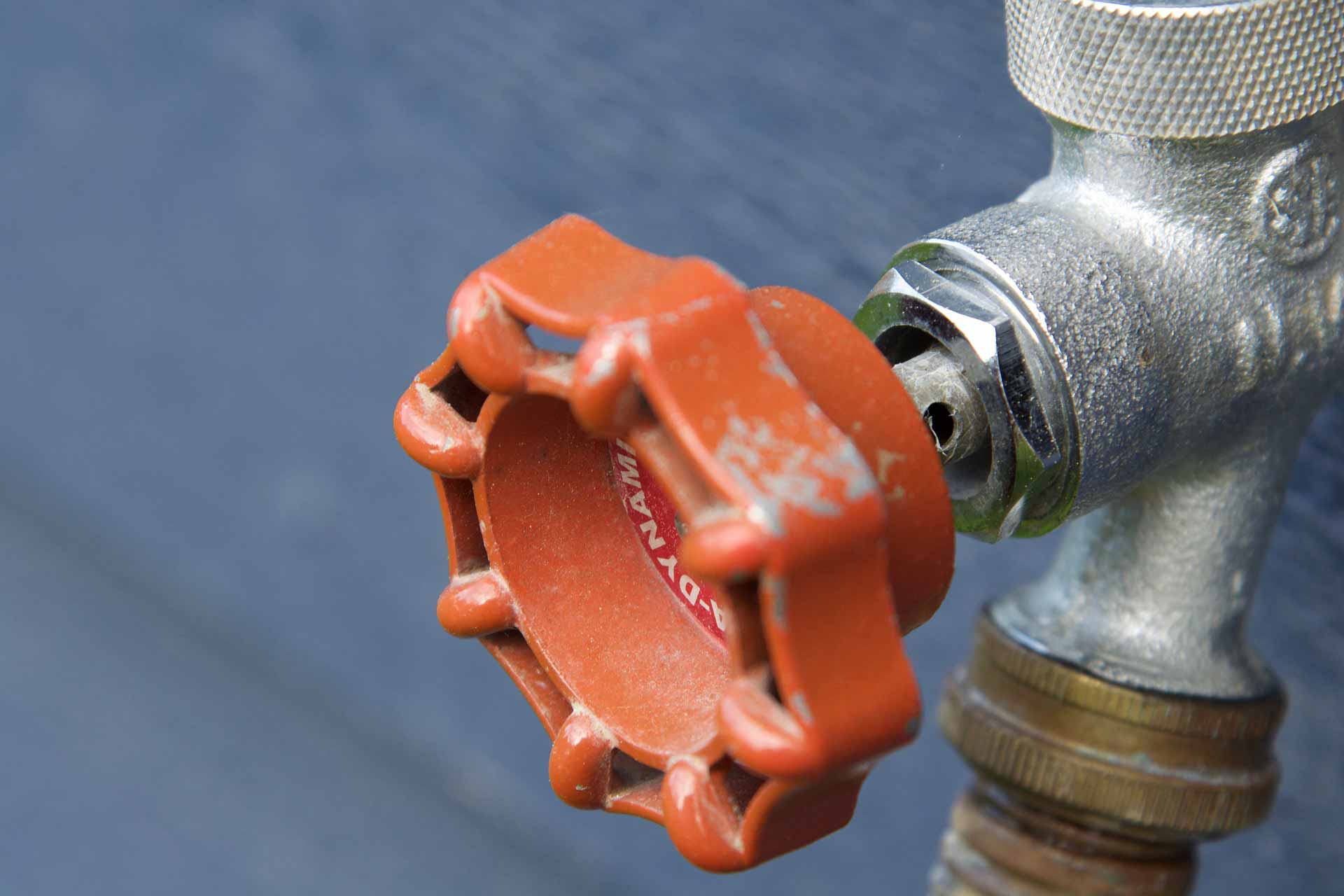 Close-up on a water heater valve